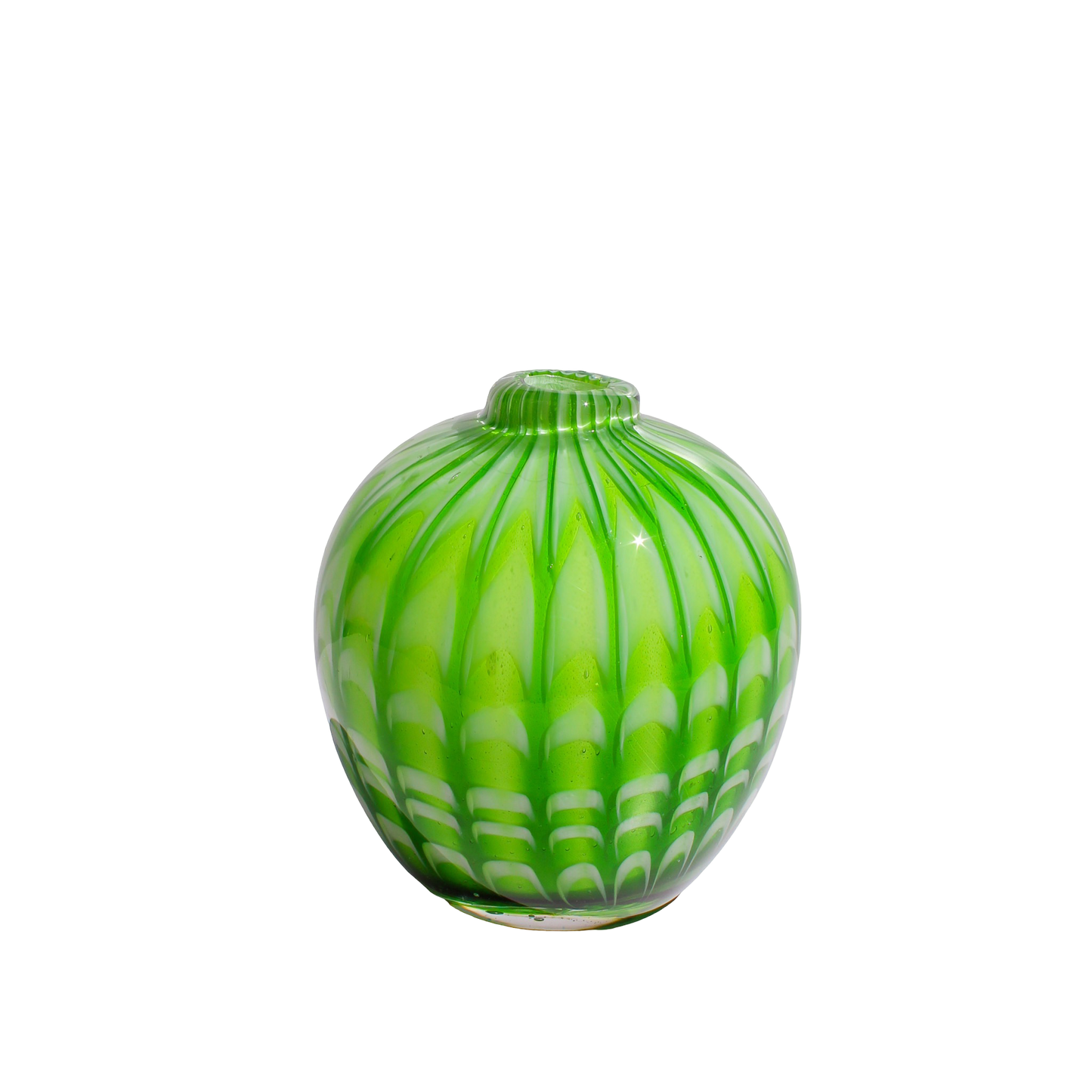 Mini Round Murano Green Zig Zag Vase