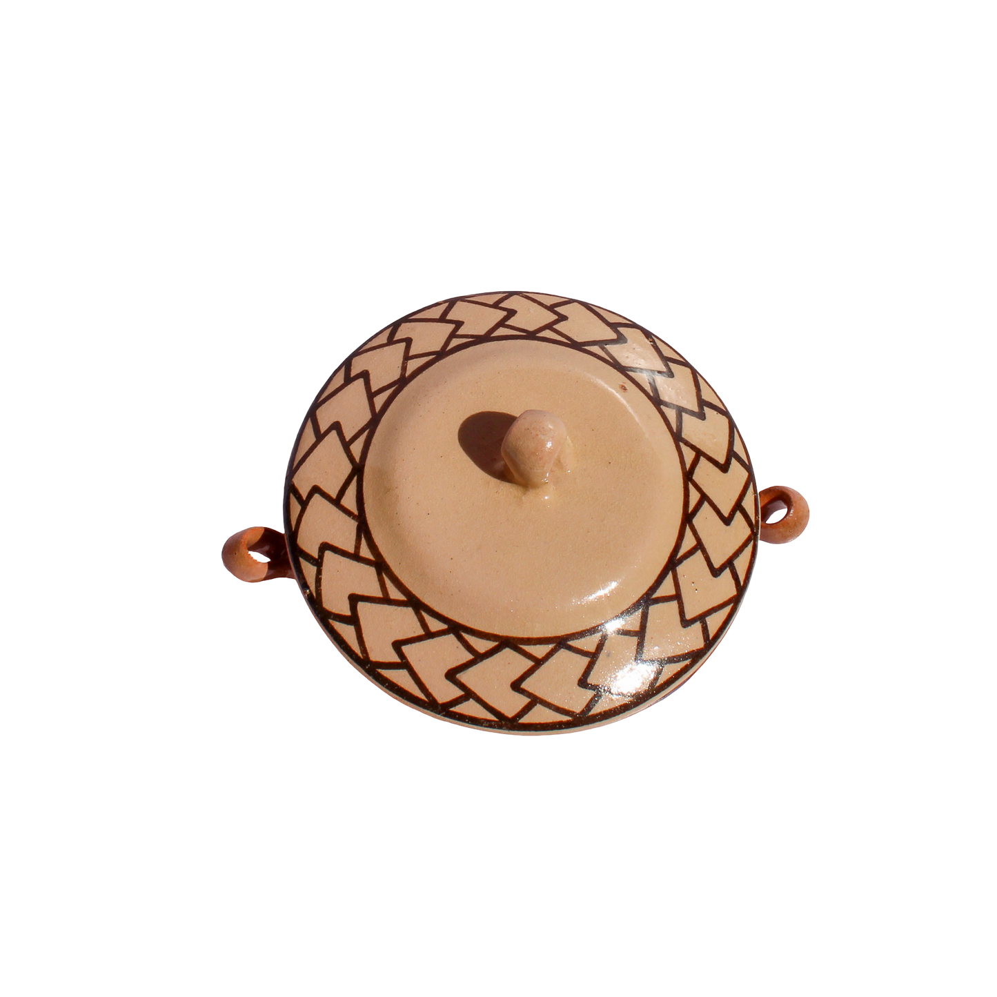 Mexican Beige and Brown Geometric Lidded Dish