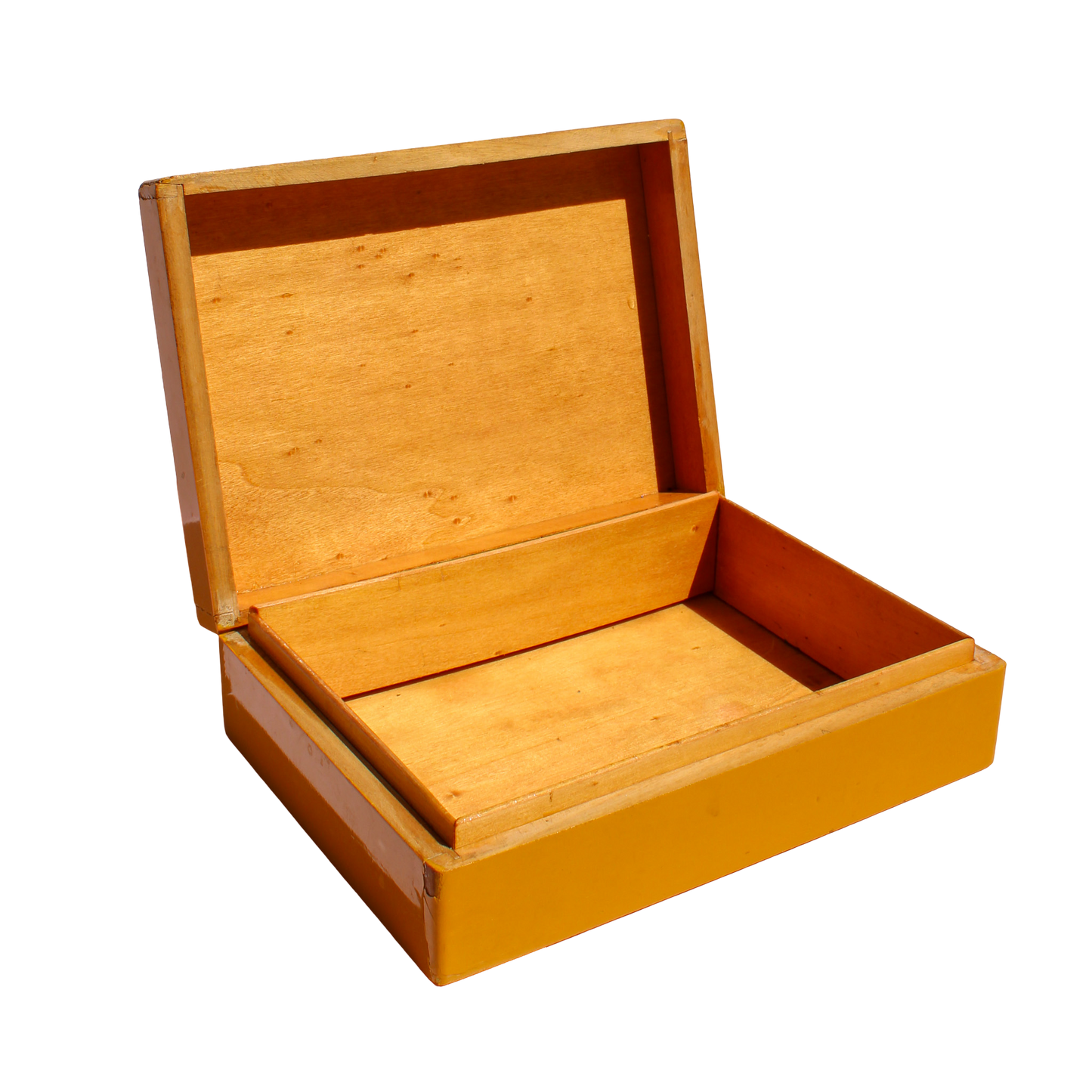 Yellow and White Stripe Lacquer Box
