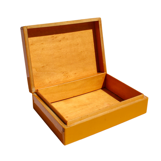 Yellow and White Stripe Lacquer Box