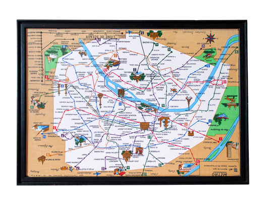1970s Framed Paris Metro Map