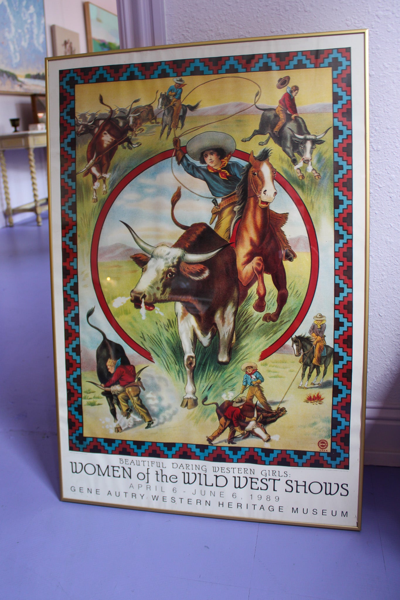 Framed Original "Women of the Wild West Shows" 1989 Poster