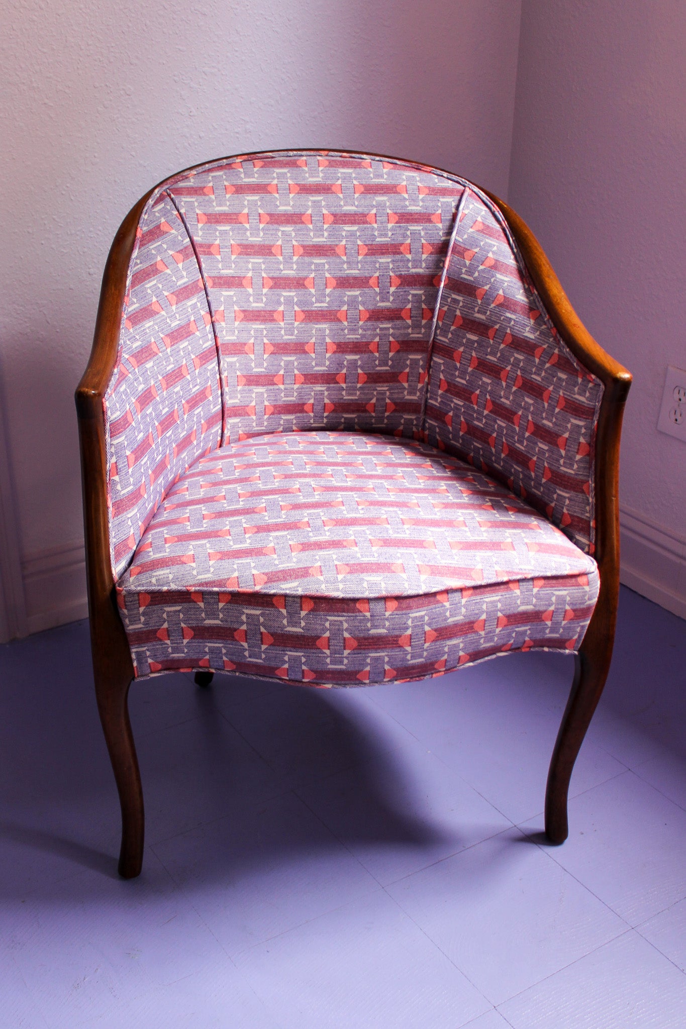 Vintage 1960s Kittinger Furniture Chair in Fermoie Sicily Fabric