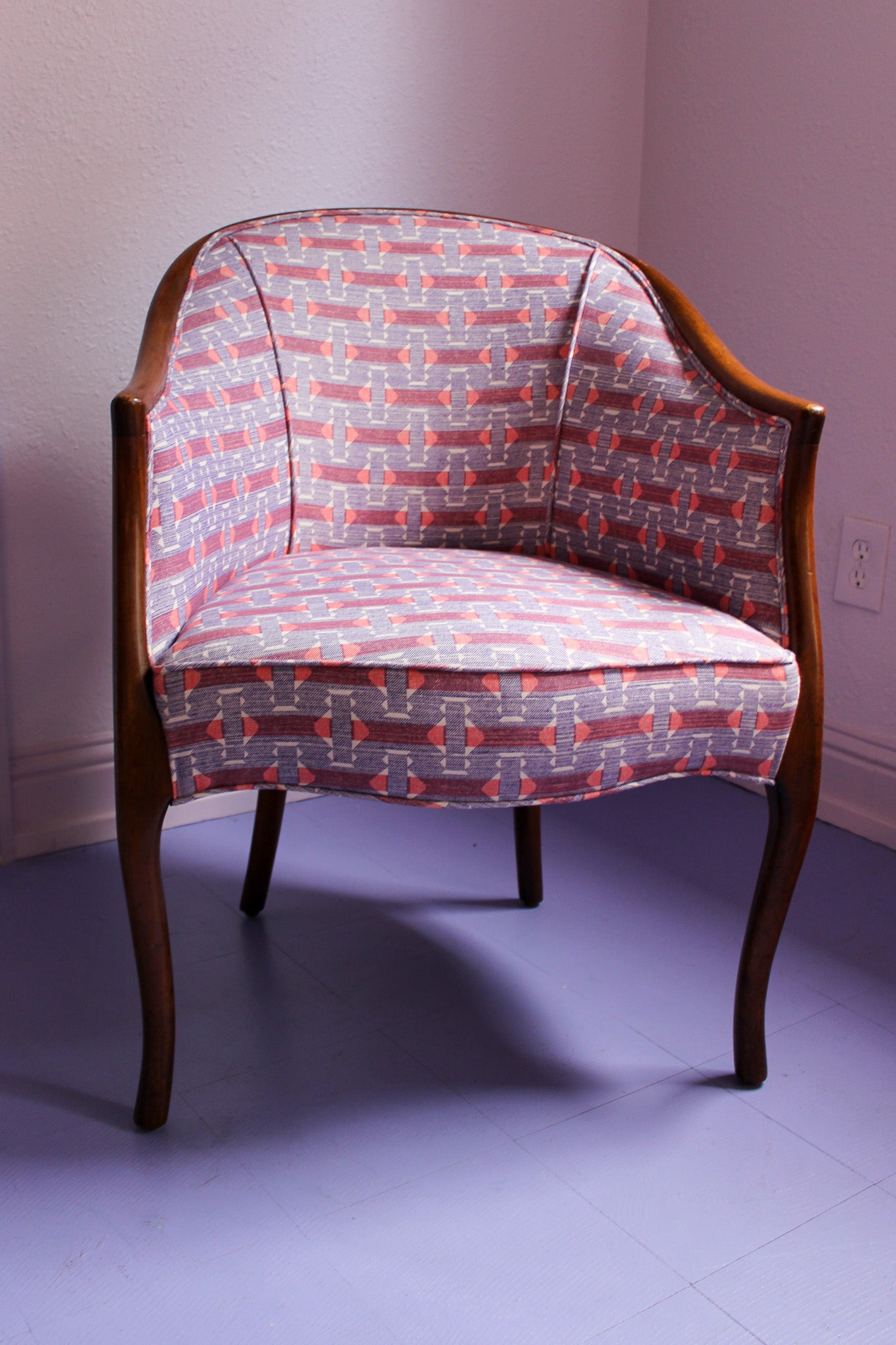 Vintage 1960s Kittinger Furniture Chair in Fermoie Sicily Fabric