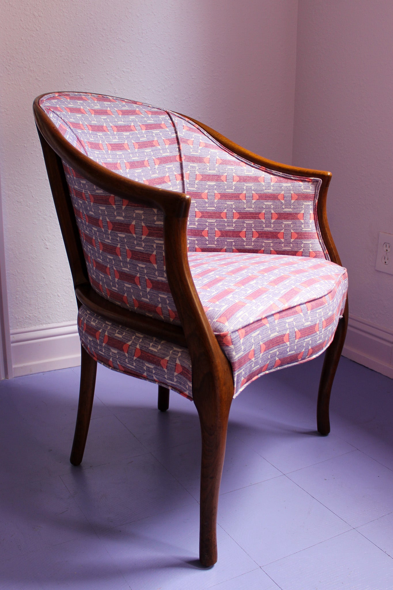 Vintage 1960s Kittinger Furniture Chair in Fermoie Sicily Fabric