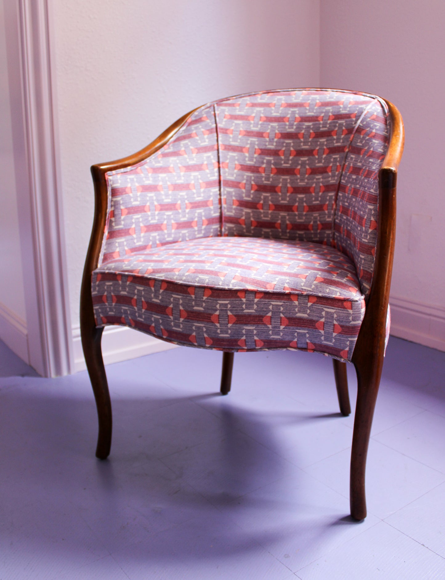 Vintage 1960s Kittinger Furniture Chair in Fermoie Sicily Fabric