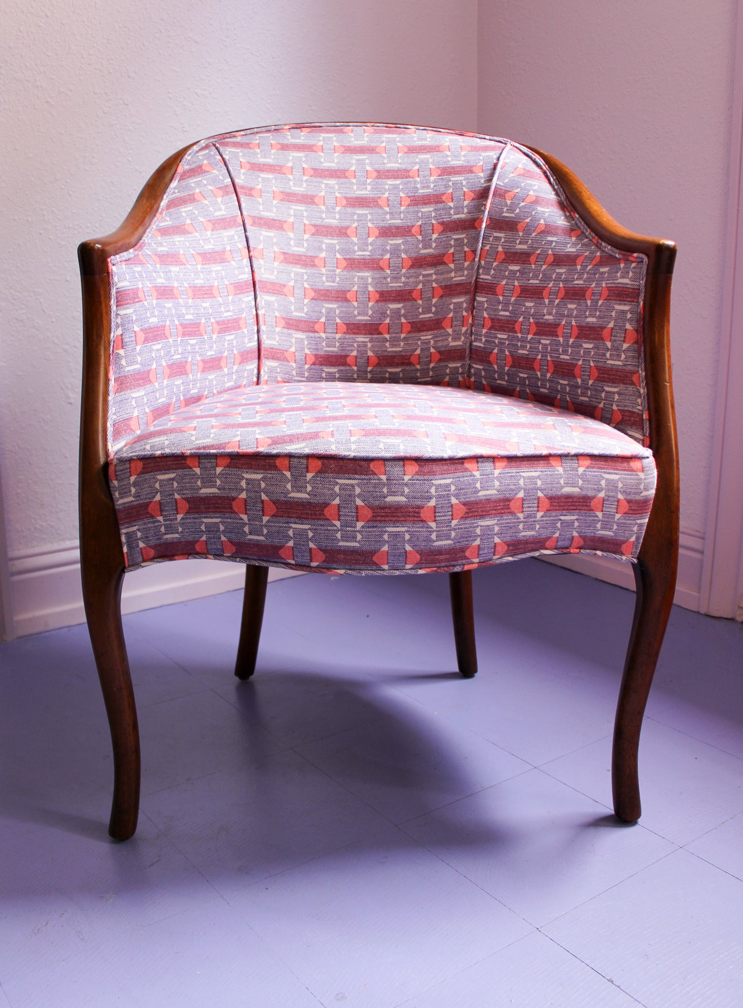 Vintage 1960s Kittinger Furniture Chair in Fermoie Sicily Fabric
