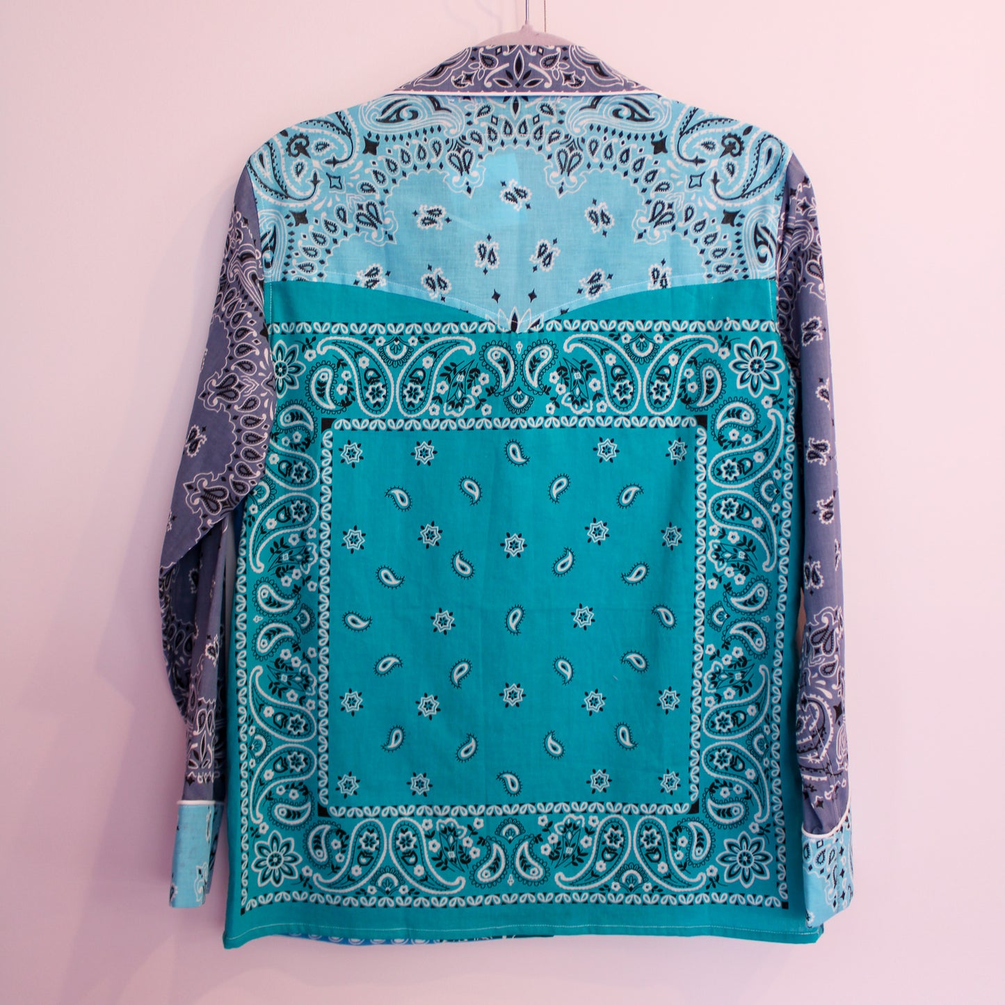 One of a Kind Patchwork Bandana Shirt - Blue