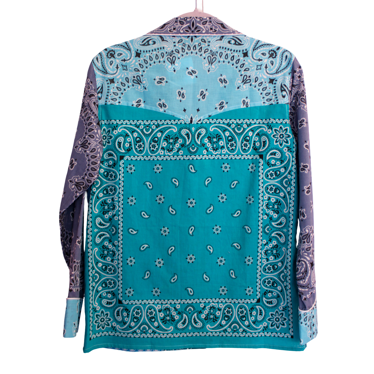 One of a Kind Patchwork Bandana Shirt - Blue