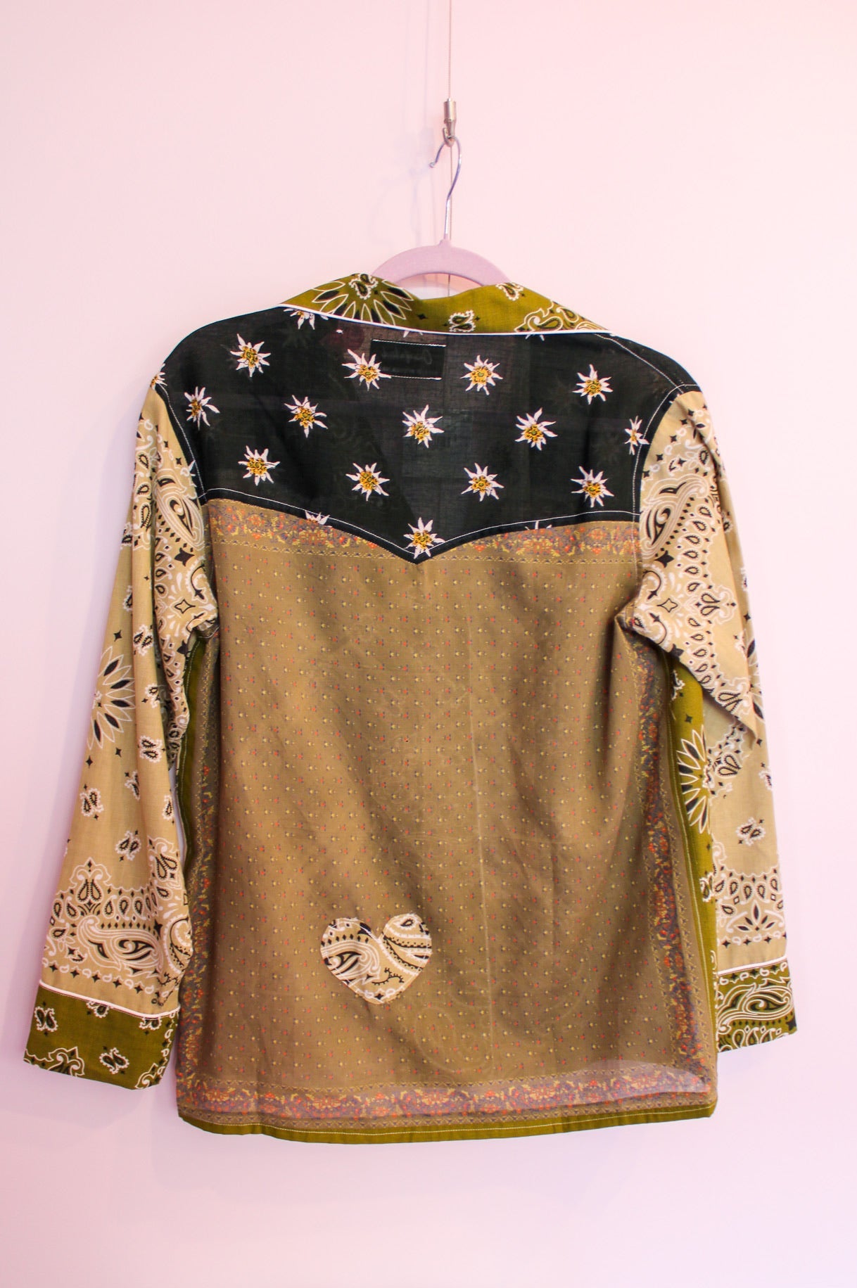 One of a Kind Patchwork Bandana Shirt - Green
