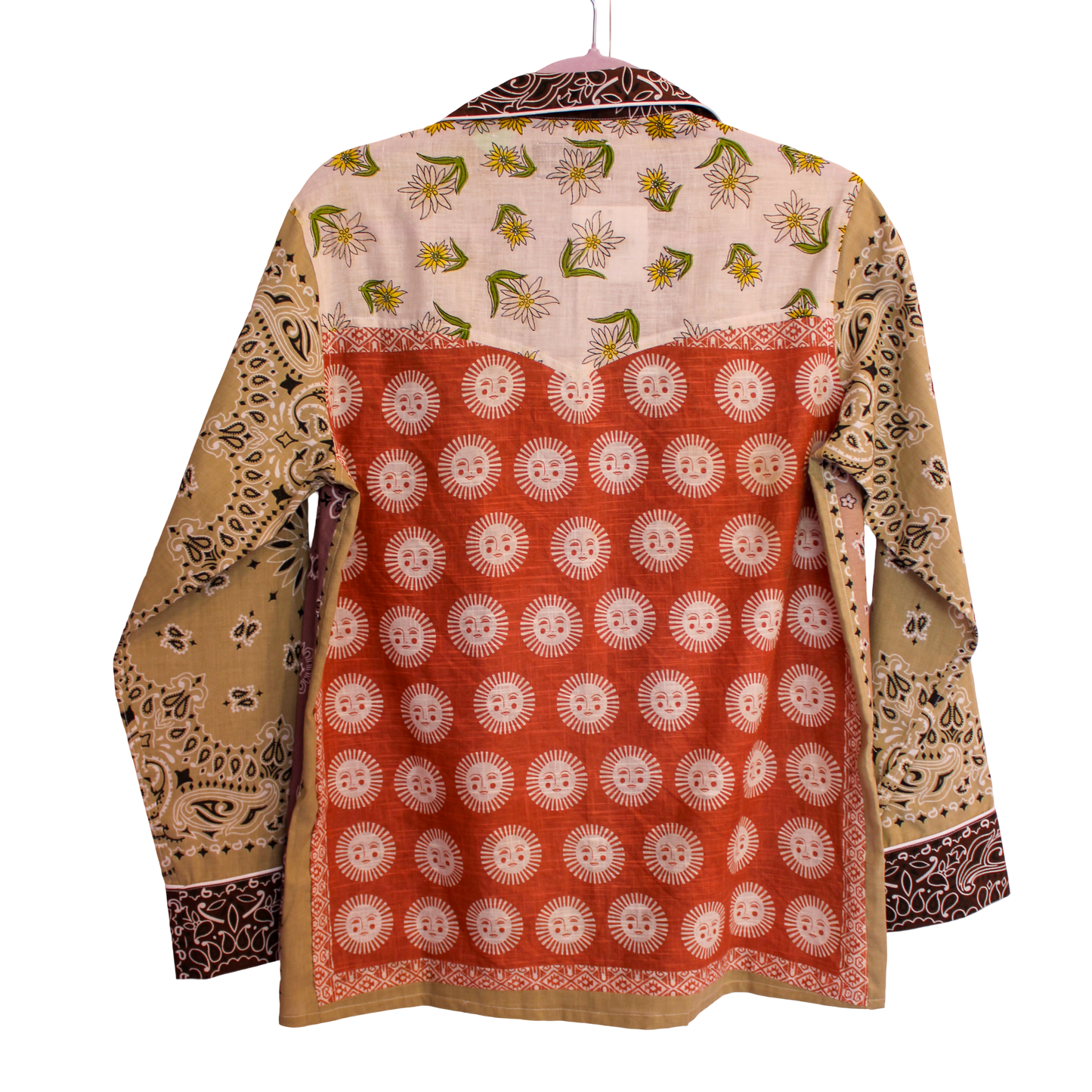 One of a Kind Patchwork Bandana Shirt - Beige