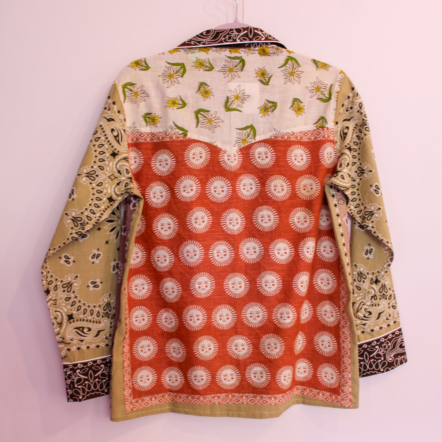 One of a Kind Patchwork Bandana Shirt - Beige
