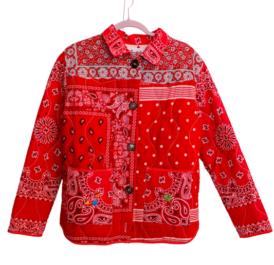 One of a Kind Quilted Bandana Jacket - Red No. 567