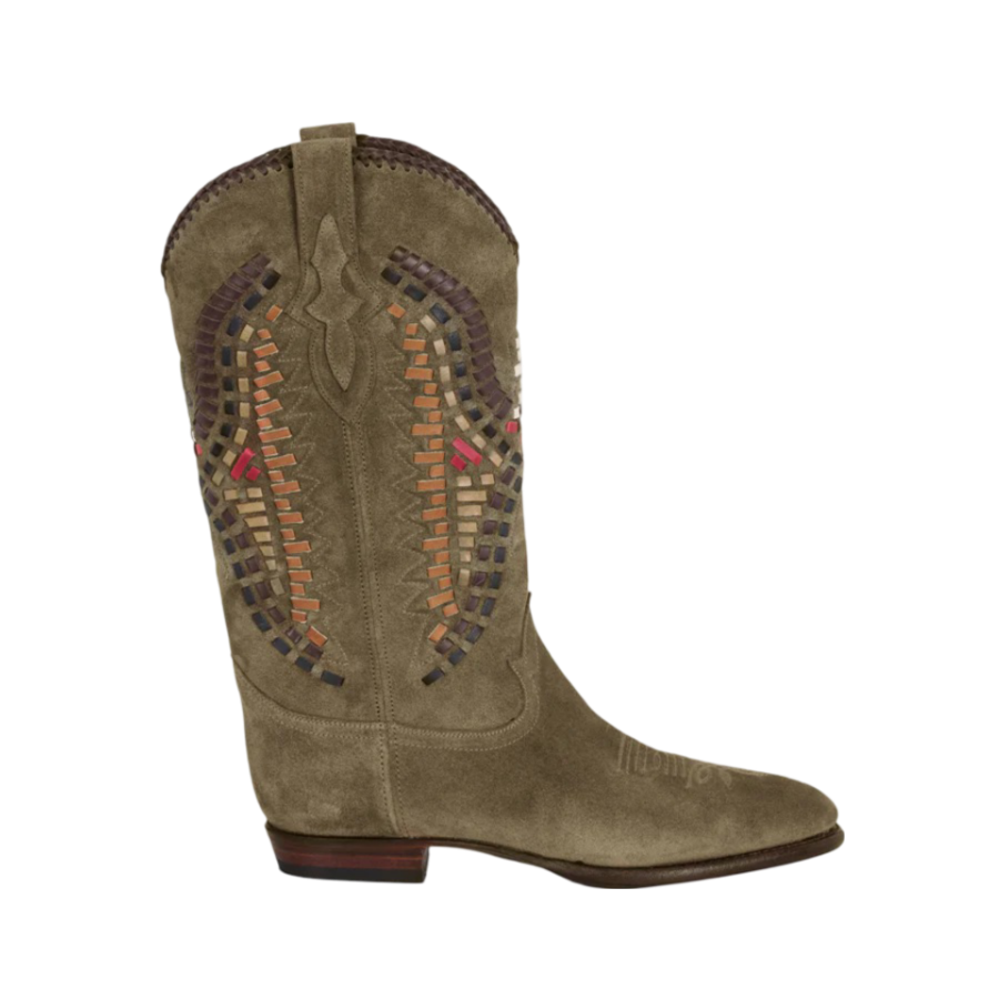 Midnight Inca Suede Cowboy Boots - Chestnut/Multicolor