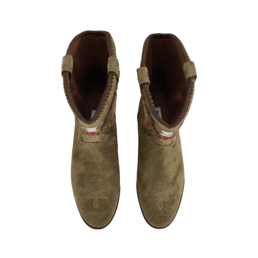 Midnight Inca Suede Cowboy Boots - Chestnut/Multicolor