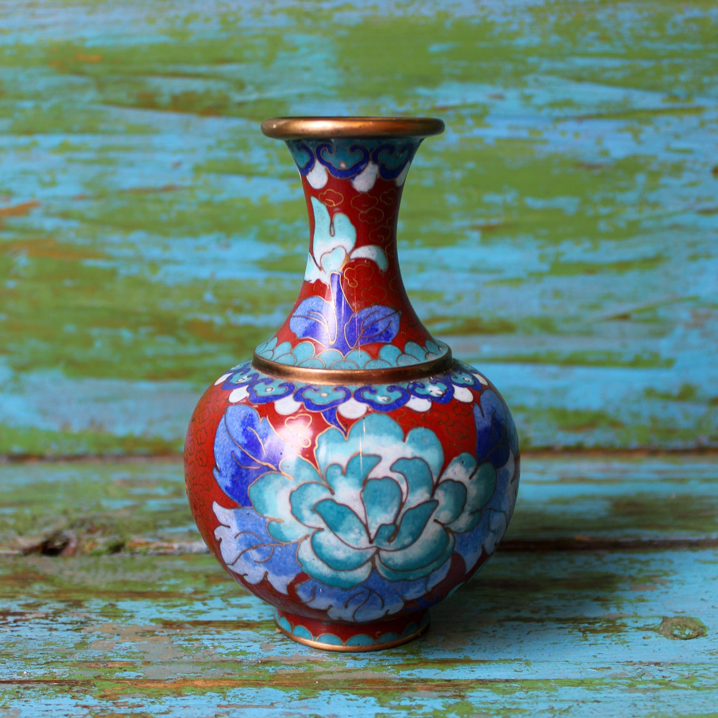 Brown and Blue Cloisonne Vase