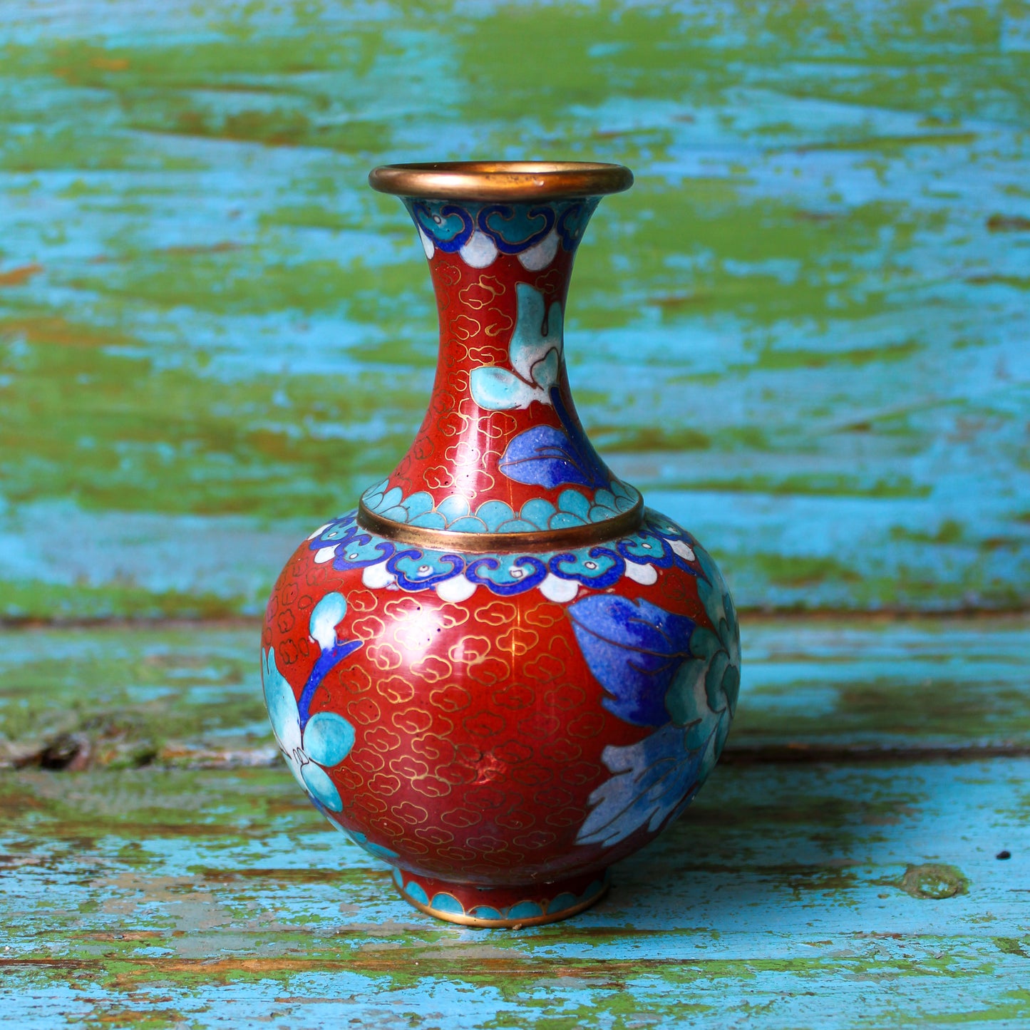 Brown and Blue Cloisonne Vase