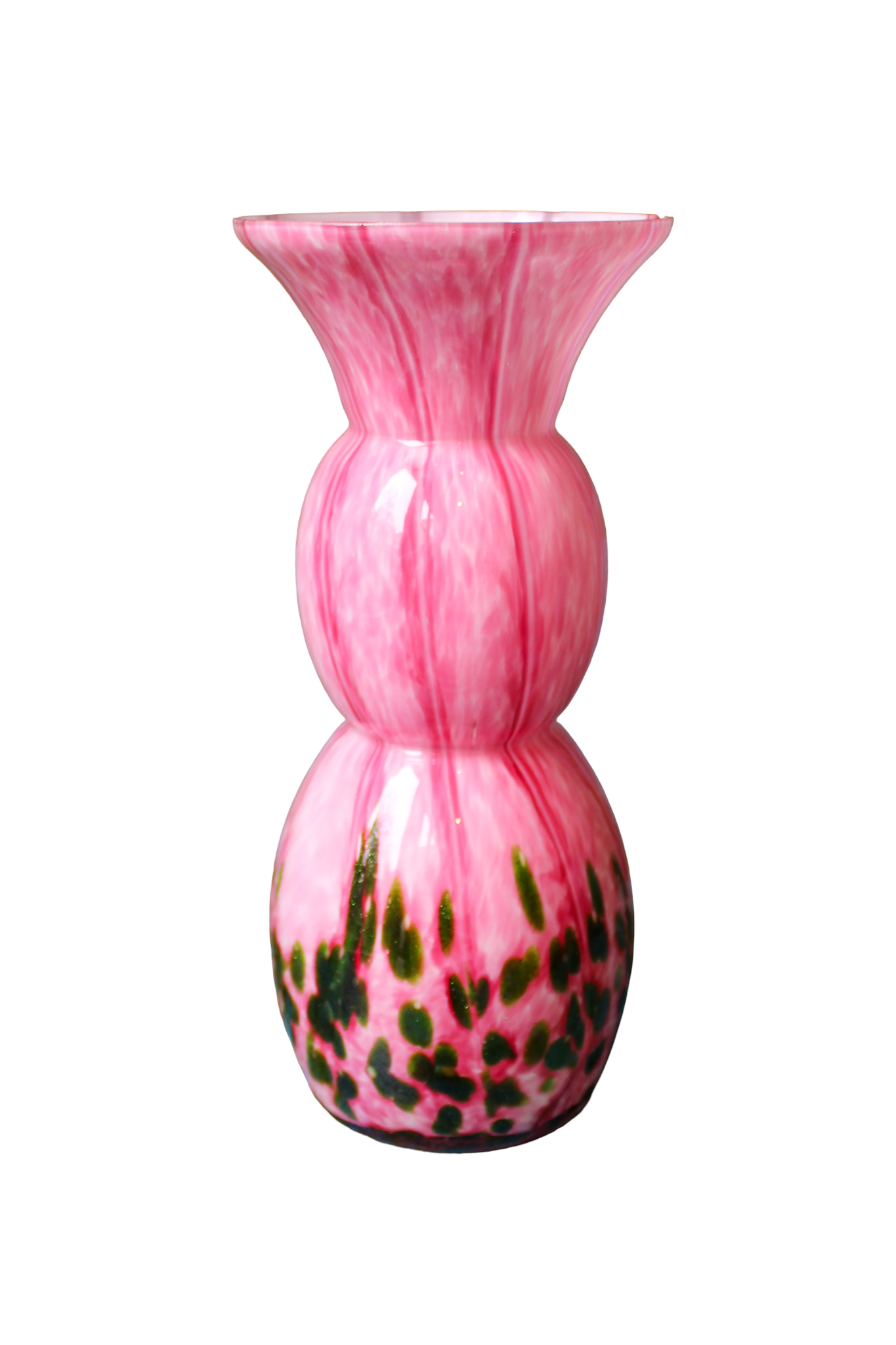 Pink & Green Blown Glass Vase