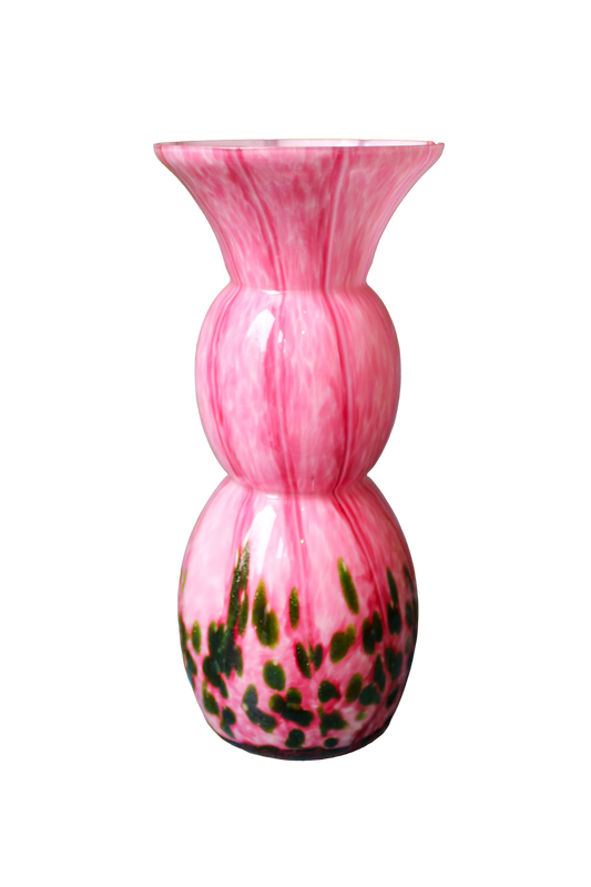 Pink & Green Blown Glass Vase