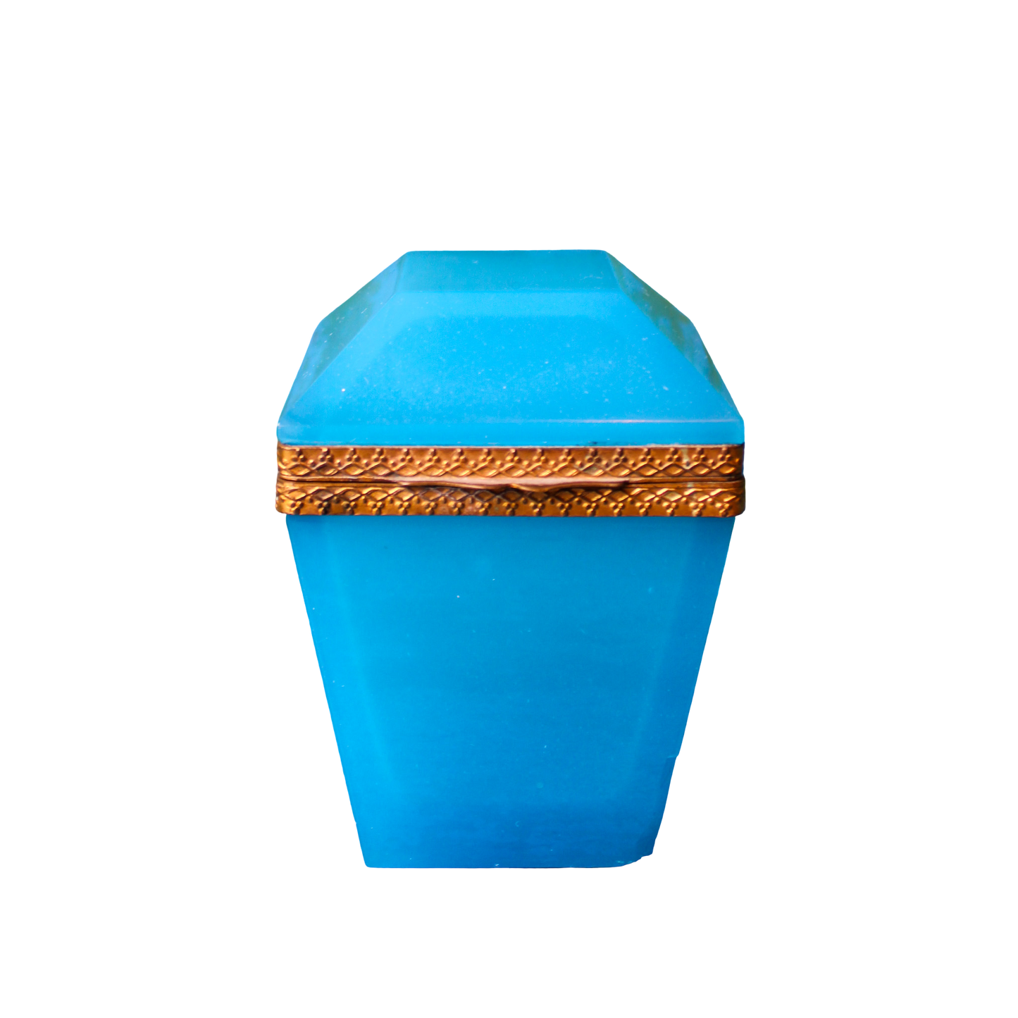 Blue Opaline Glass & Brass Lidded Box