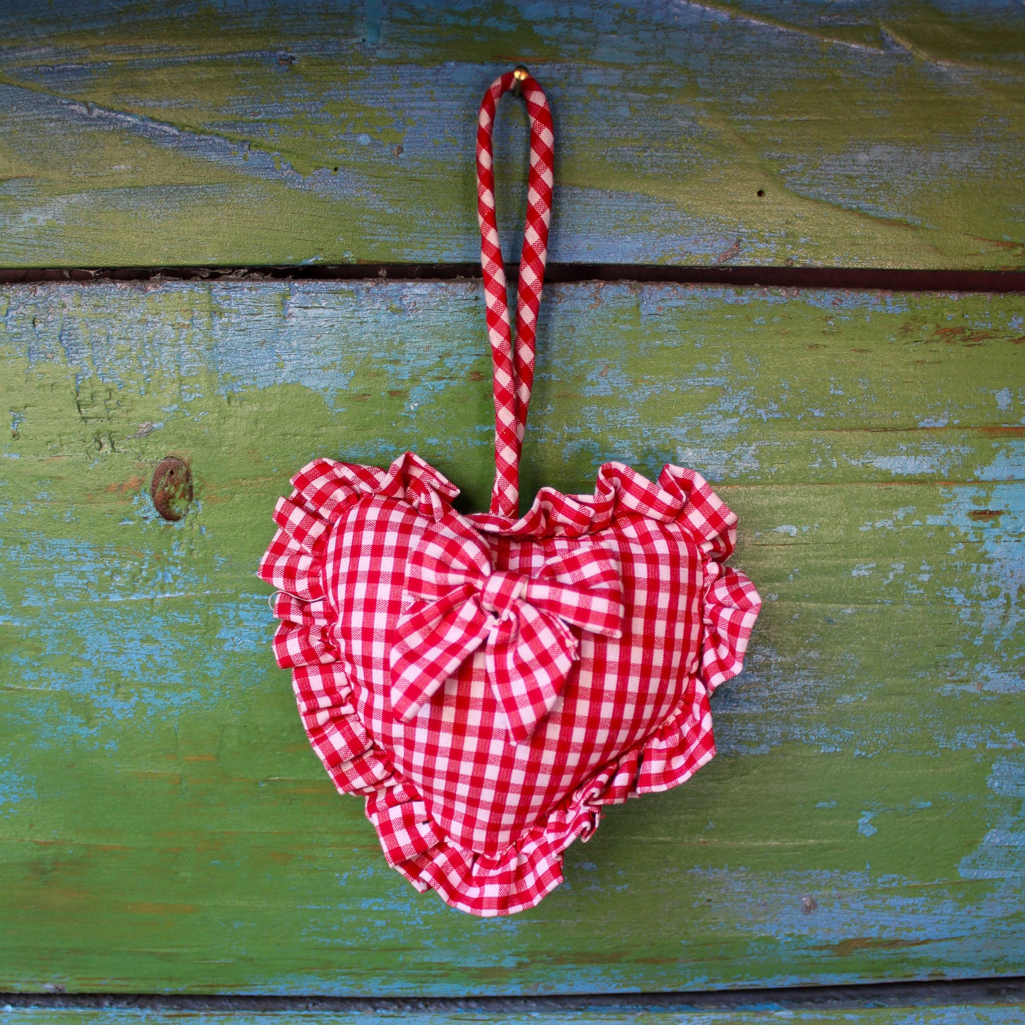 Gingham Ruffle Heart Ornament