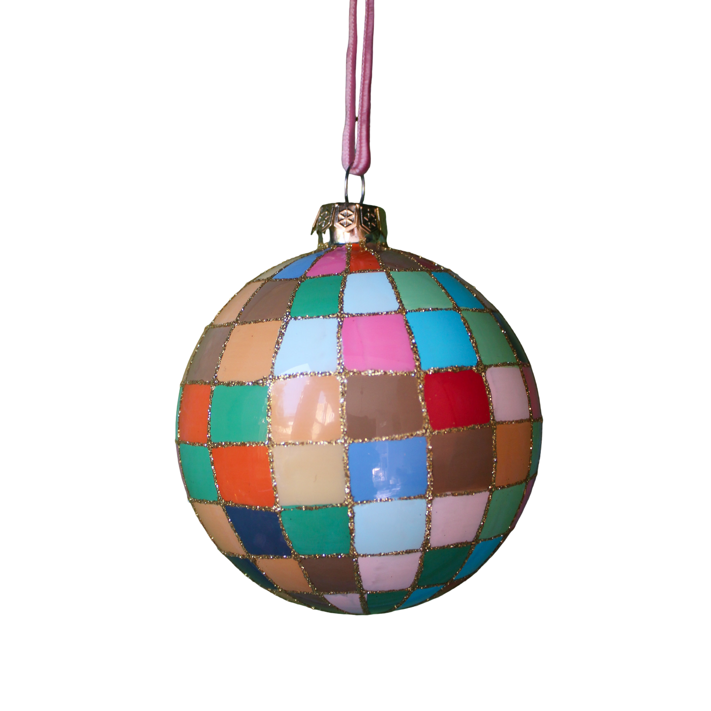 Colorful Multi Check Bauble Ornament