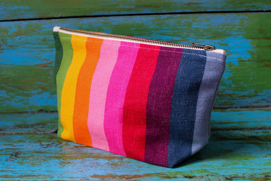 Pink Spectrum Stripe Zip Pouch