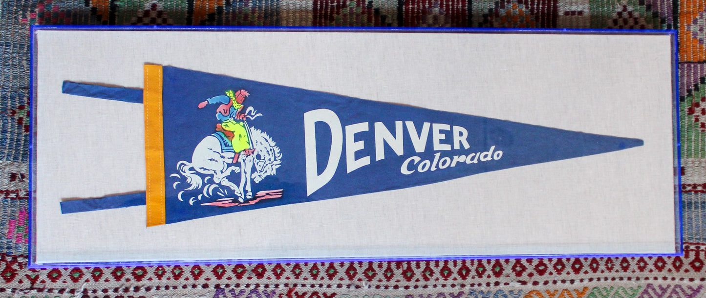 Framed Vintage Souvenir Pennant Flag - Denver, Colorado