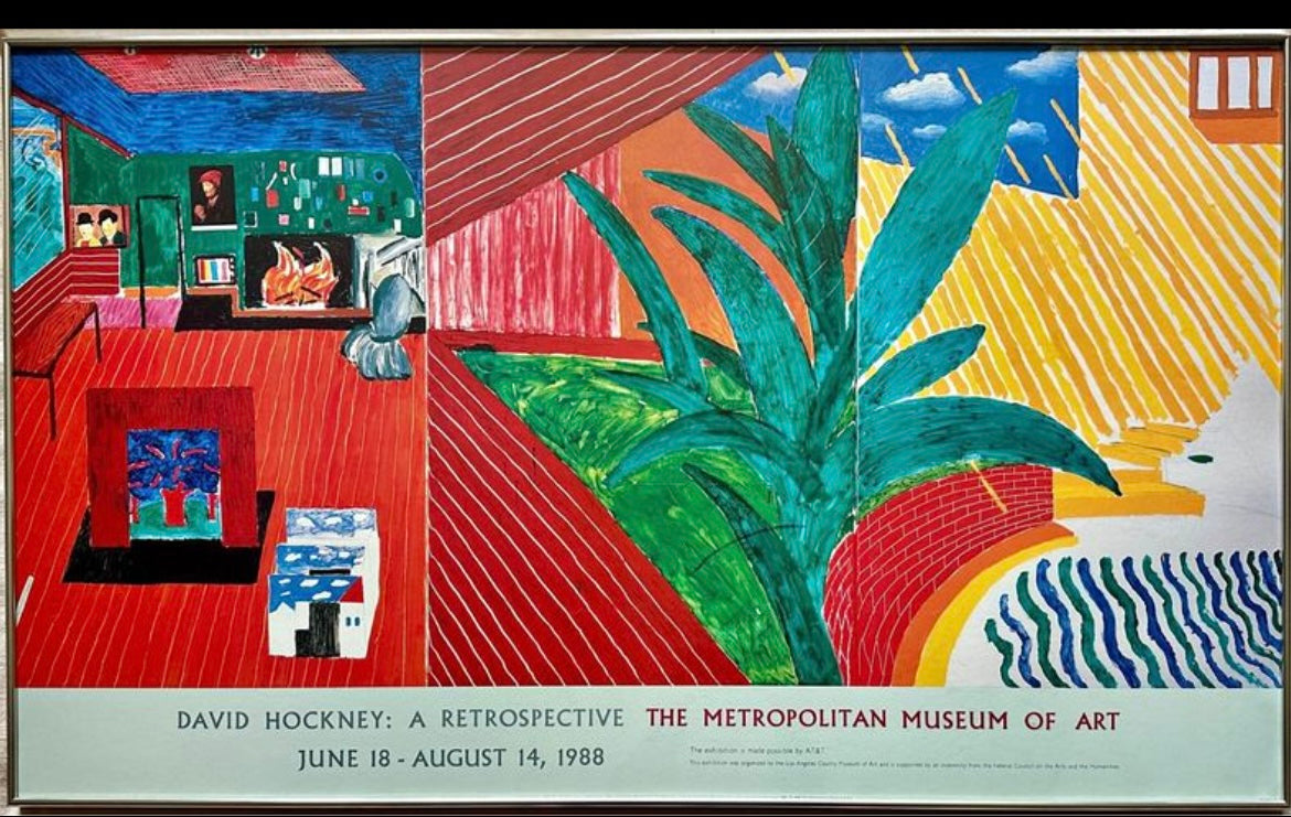 Framed Original Exhibition Poster - David Hockney: A Retrospective (1988, The Met)