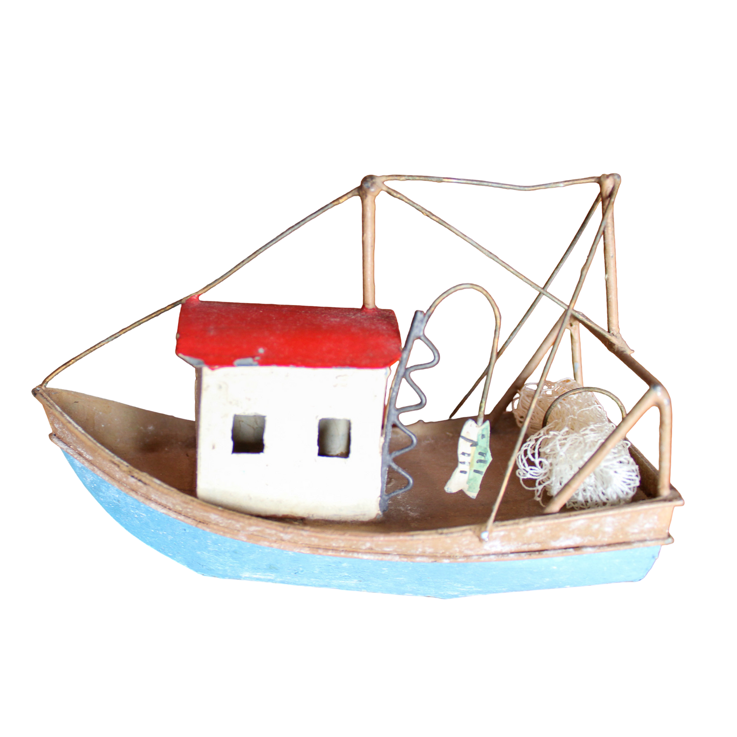 Tin Mini Fishing Boat Object