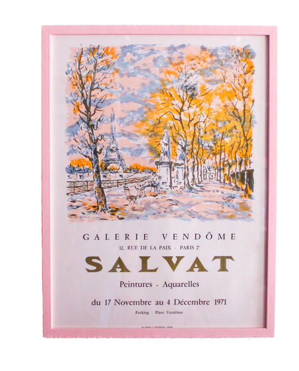 Framed 1971 François Salvat Exhibition Poster, Galerie Vendôme