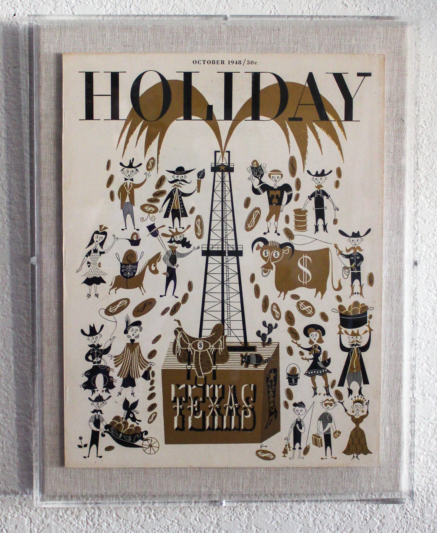 Framed Holiday Magazine Cover - October 1948, "Texas " (Orange Frame)