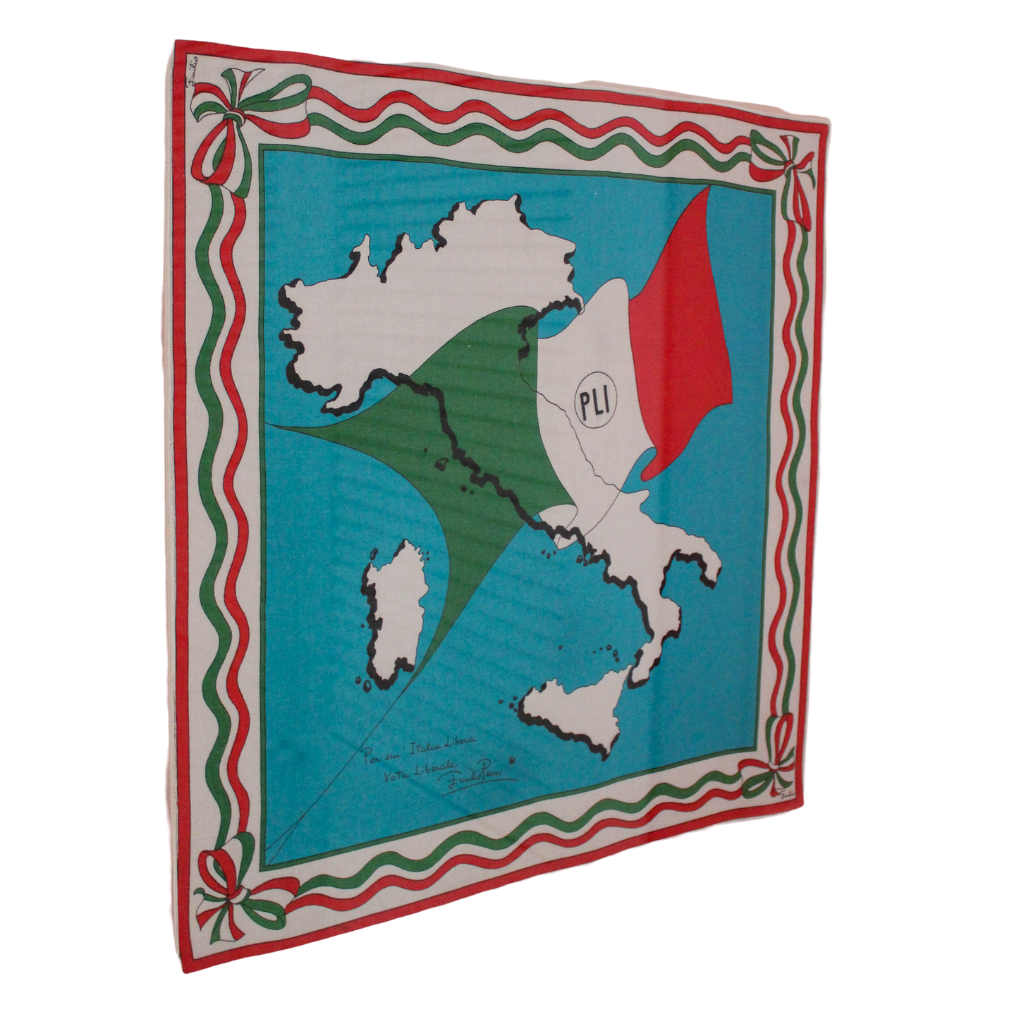 Framed Mid Century Handkerchief - "Emilio Pucci - Italy Political Scarf"