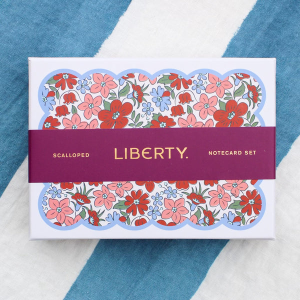Liberty Print Scalloped Shaped Notecards - Set of 8