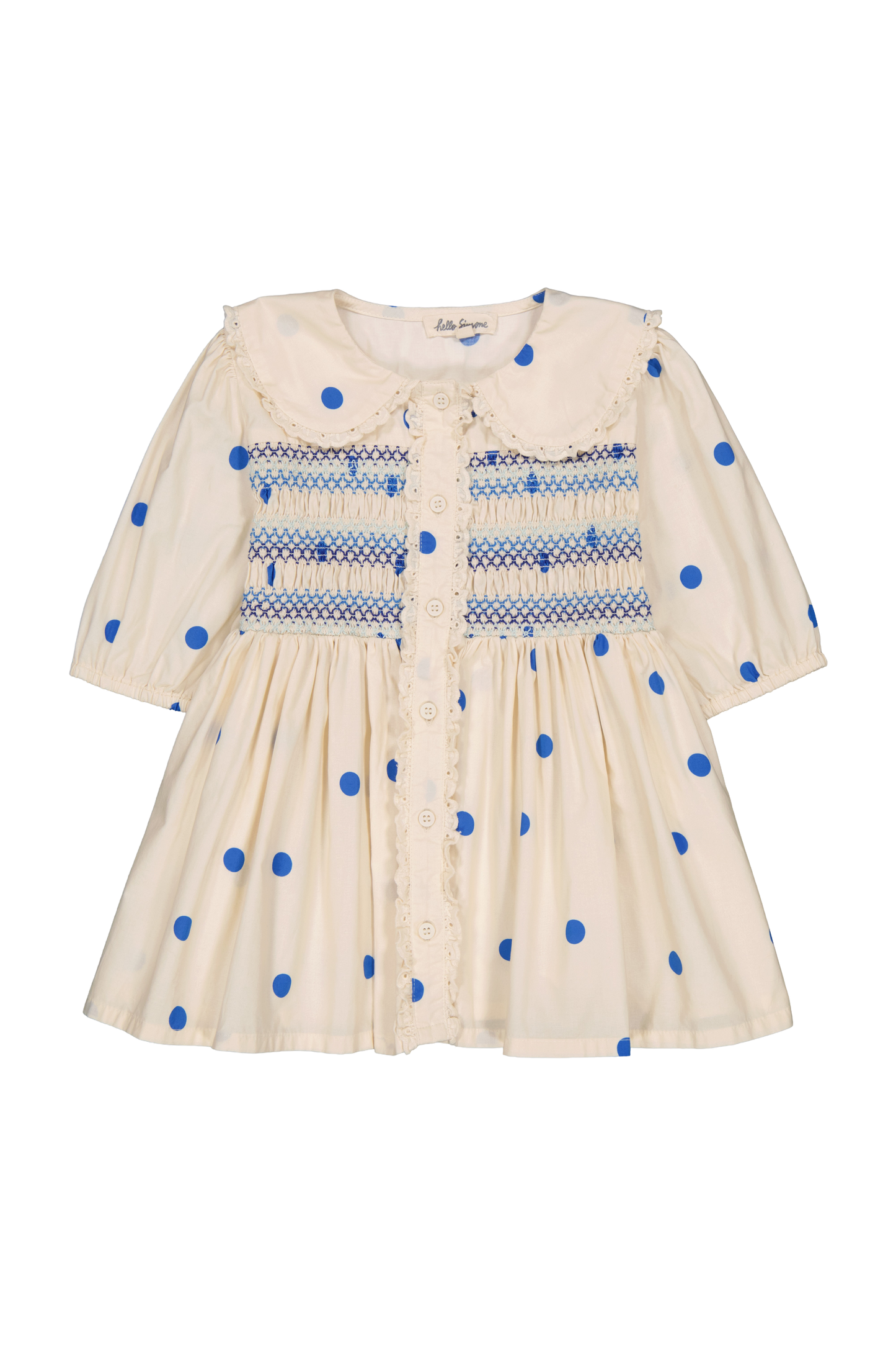 Linette Smocked Blouse - Dots Blue