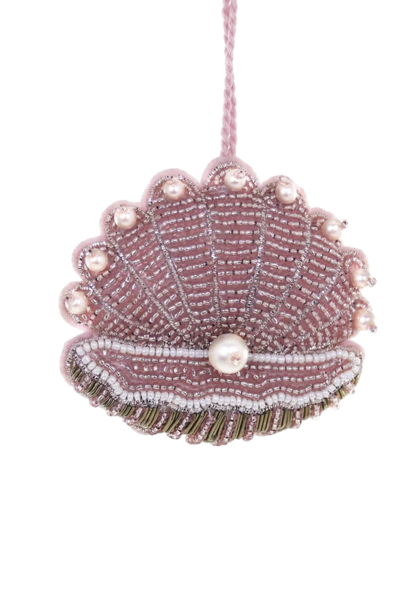 Beaded Clam Shell Ornament