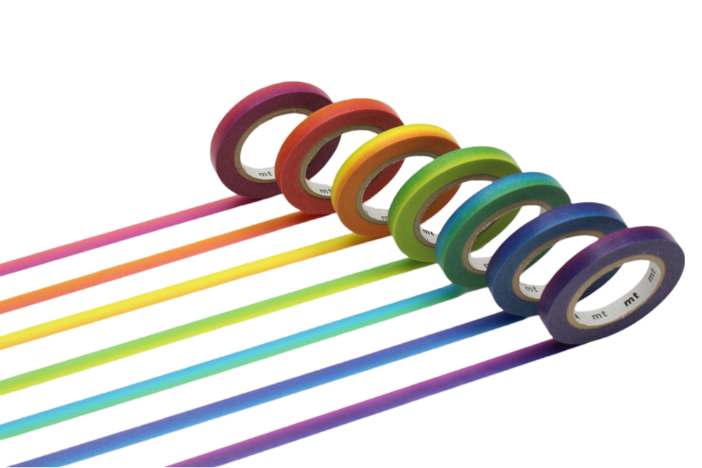 Boxed Set of Rainbow Washi Tape - 15mm