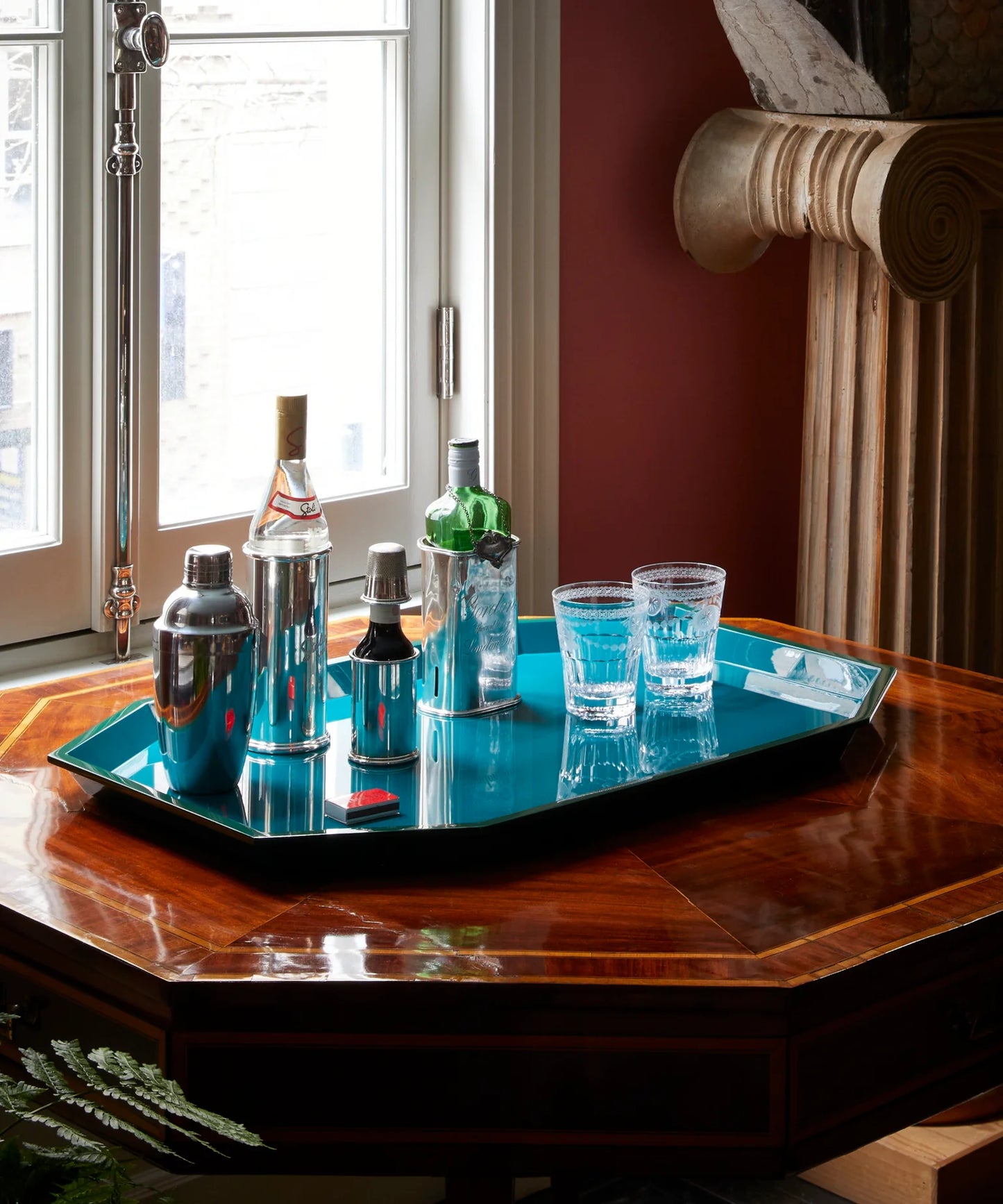 Octagonal Tray - Magnolia Green/Peacock