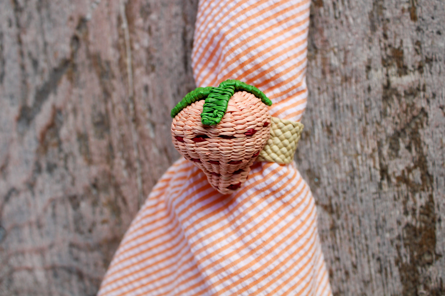 Woven Fruit Napkin Ring - Pink Strawberry