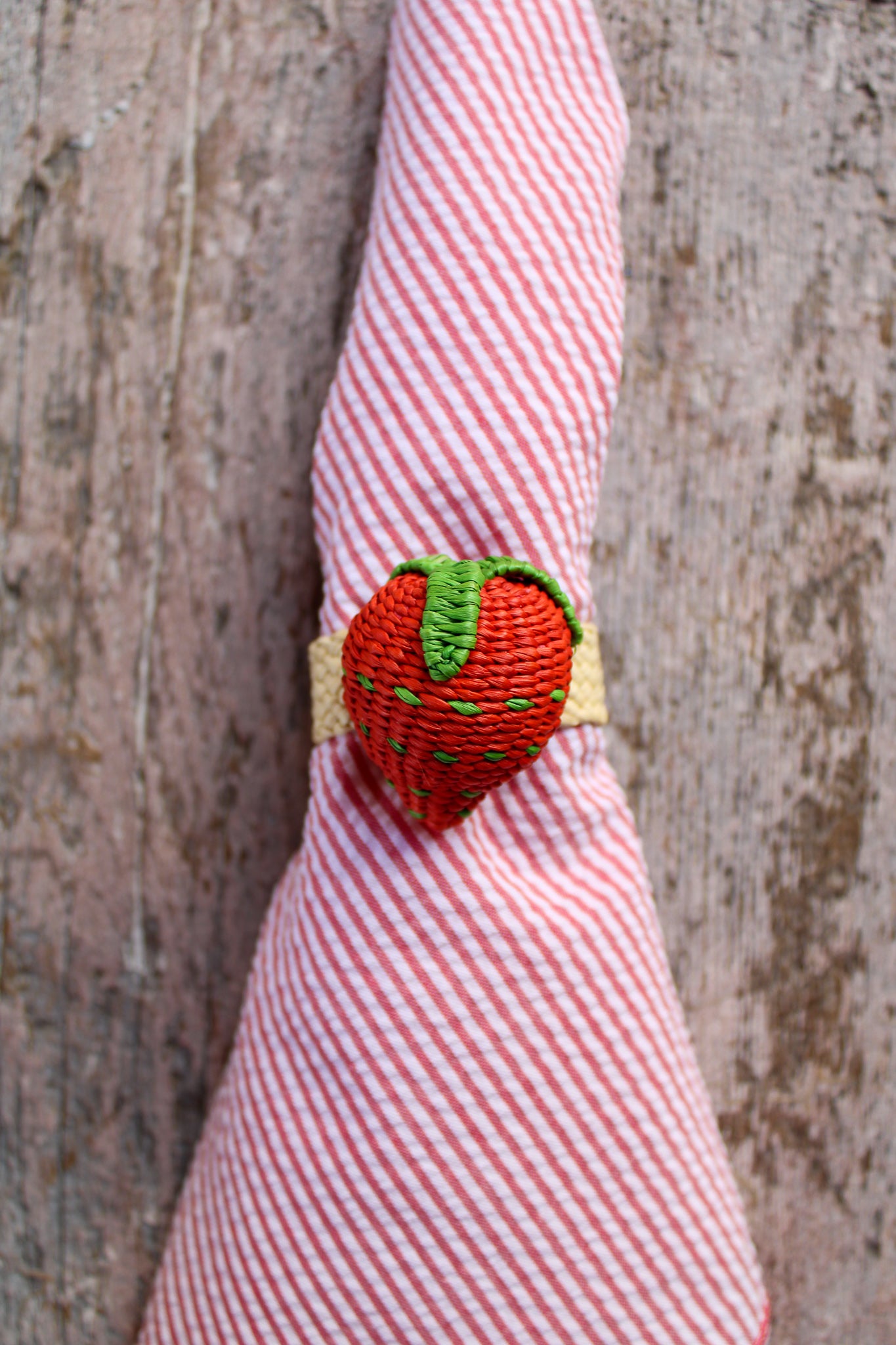 Woven Fruit Napkin Ring - Red Strawberry