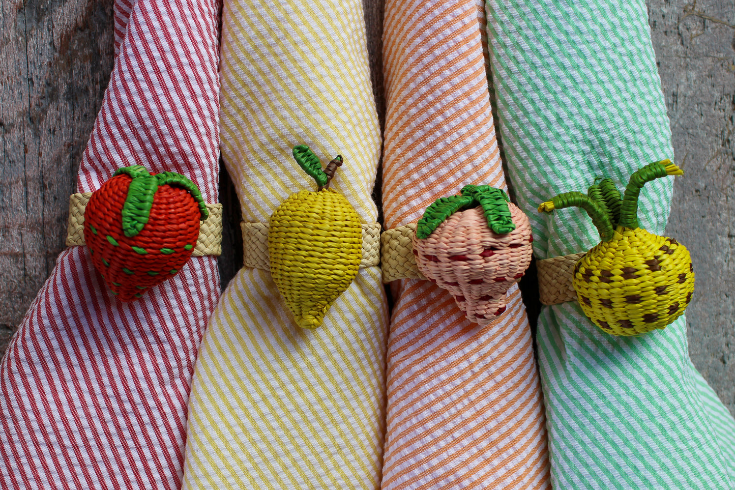 Woven Fruit Napkin Ring - Pink Strawberry