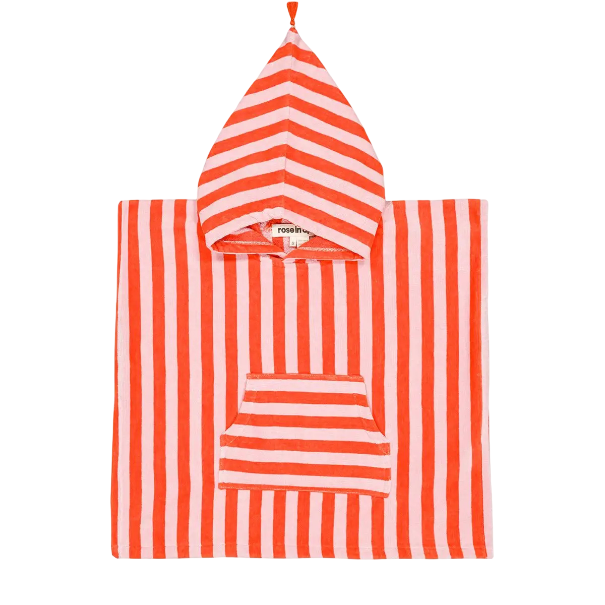 Striped Towel Poncho - Pink/Tomato