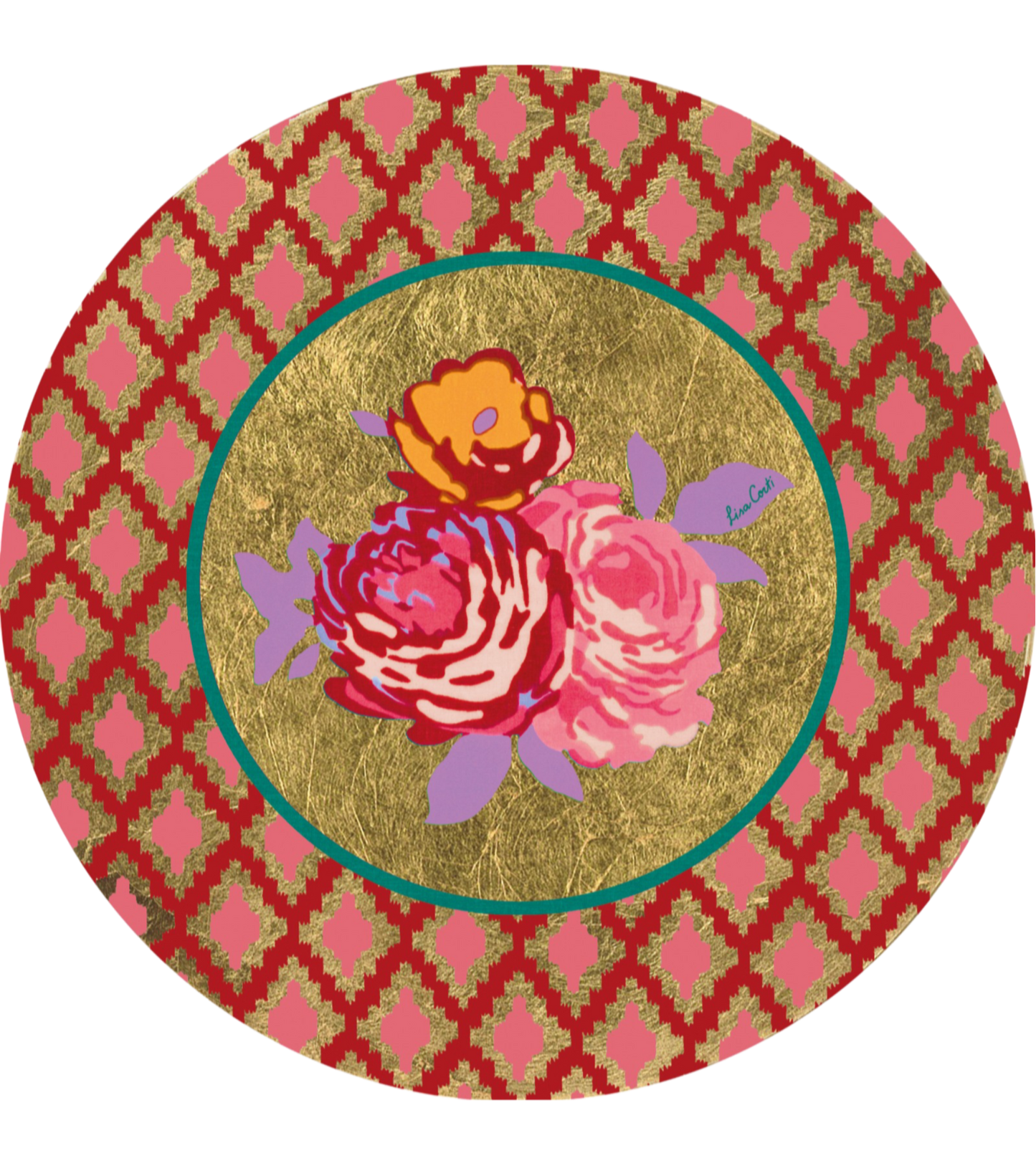 Gold Foil Placemat - Red Rose