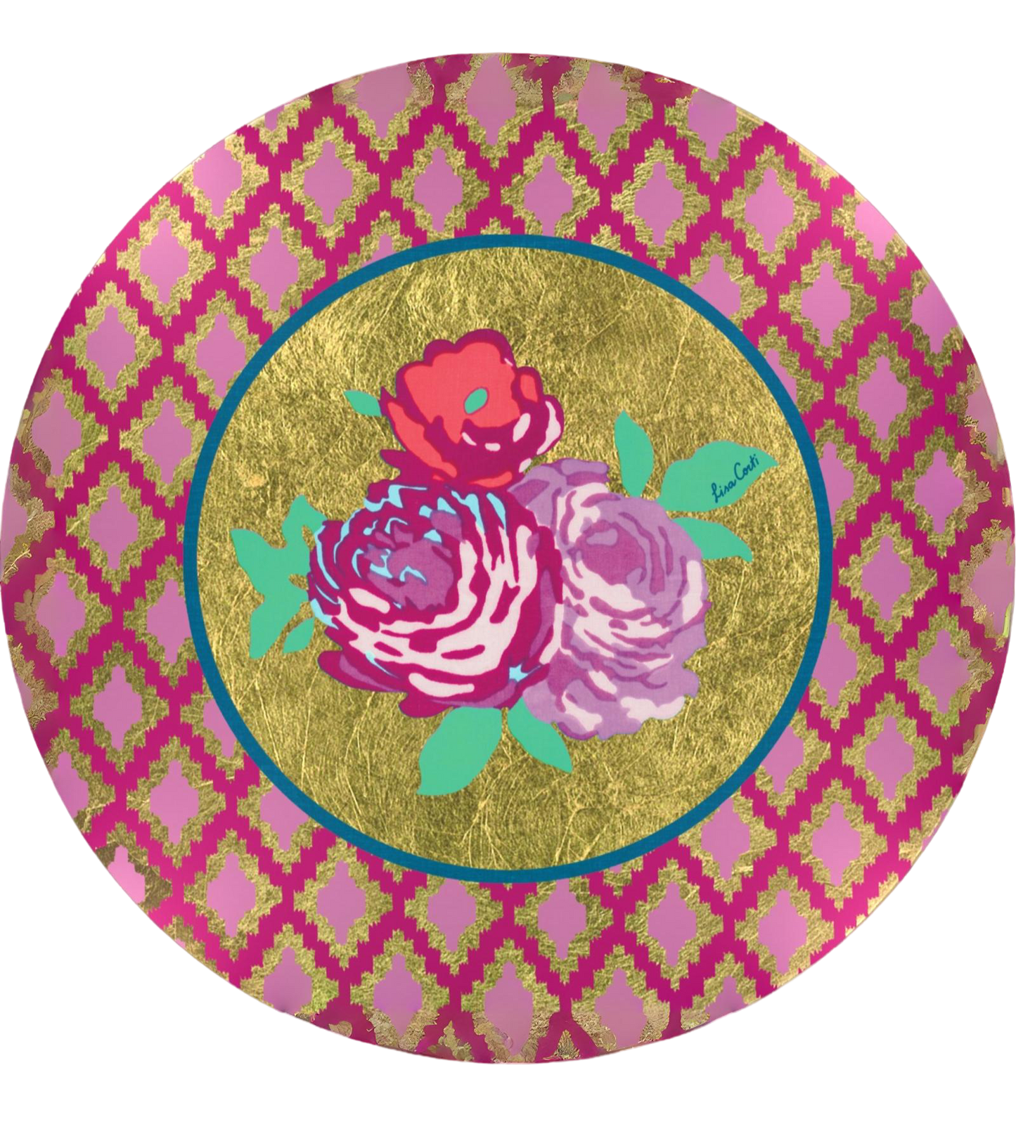 Gold Foil Placemat - Pink Rose