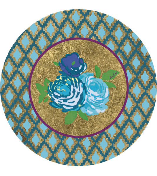 Gold Foil Placemat - Blue Rose