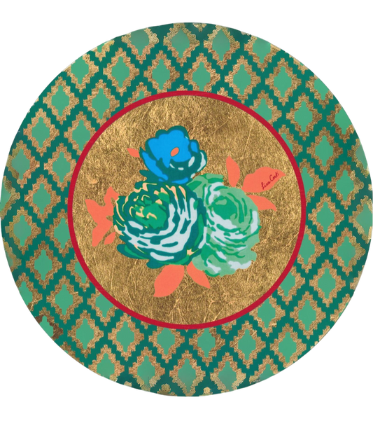 Gold Foil Placemat - Green Rose