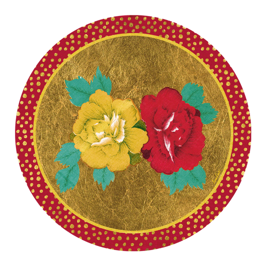 Gold Foil Placemat - Red Flower