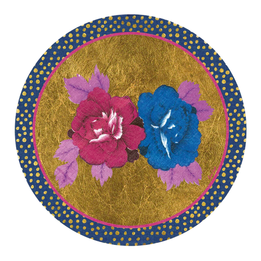 Gold Foil Placemat - Blue Flower