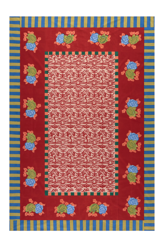 Cotton Tablecloth - Indian Tiger Red