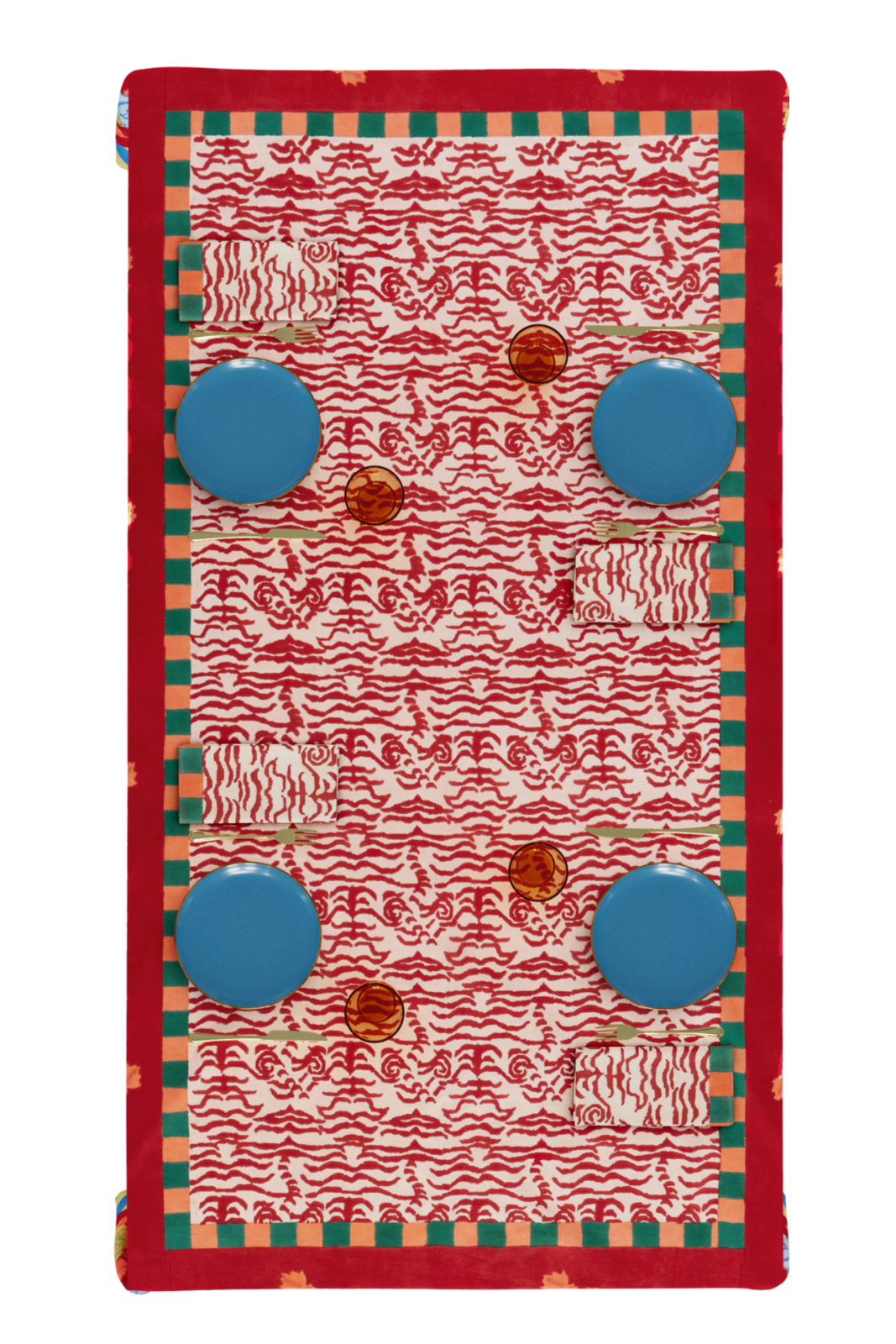 Cotton Tablecloth - Indian Tiger Red